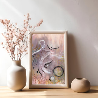 Modern Pink Black Purple Abstract art Poster