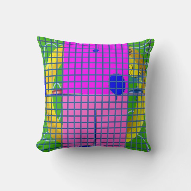 Modern Pink Blocks  Throw Pillow (Front)