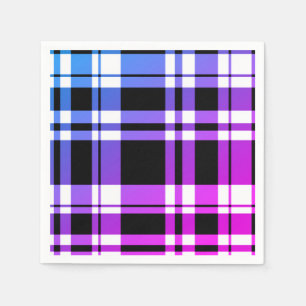 Modern pink blue black plaid pattern napkins