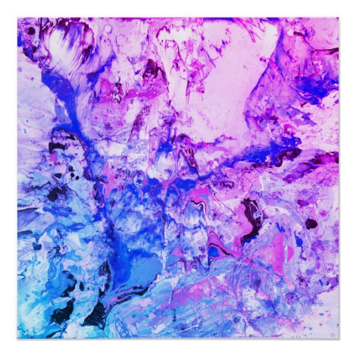 Modern Pink Blue Black White Trendy Abstract Art Poster