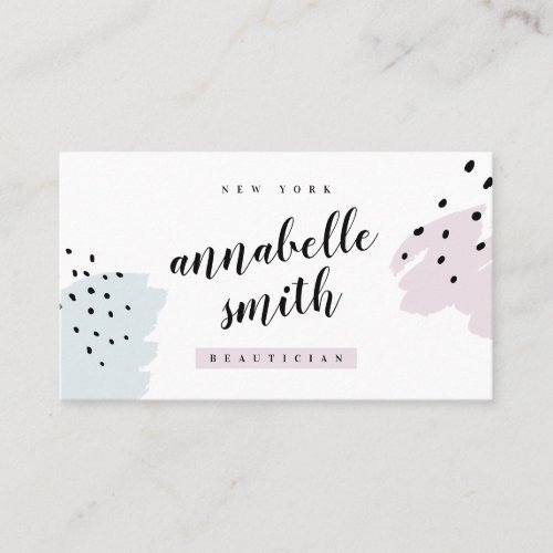 Modern pink blue brush strokes abstract pattern business card