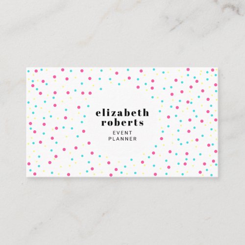 Modern pink blue colorful polka dots pattern business card