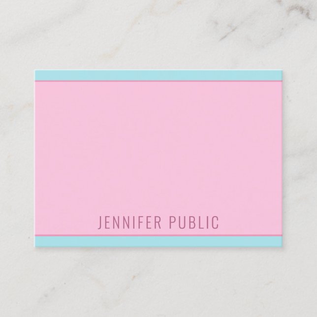 Modern Pink Blue Elegant Minimalist Template Business Card (Front)