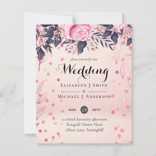 Modern Pink Blue Floral Wedding