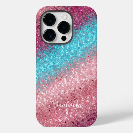 Modern Pink Blue Glitter Girly