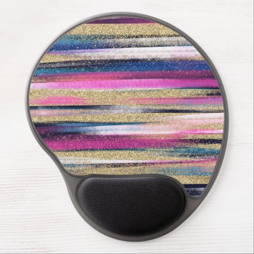Modern Pink Blue Gold Glitter Brush Strokes Paint Gel Mouse Pad