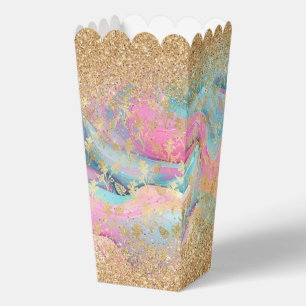 Modern Pink Blue Gold Swirl Party Favor Boxes