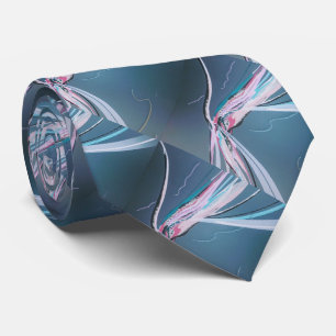 Modern pink blue gray black abstract pattern neck tie