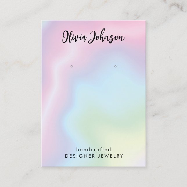 Modern Pink Blue Green Jewelry Earring Display  Business Card (Front)