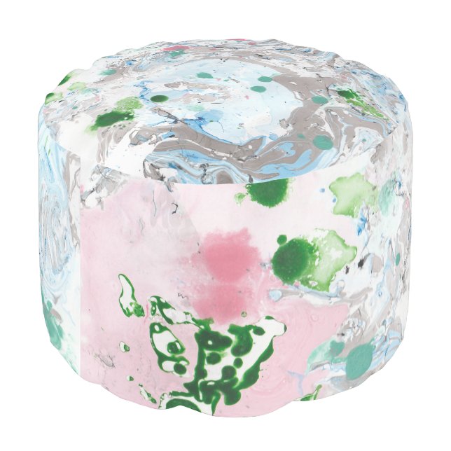 Modern Pink Blue Green White Abstract Template Pouf (Angled Back)