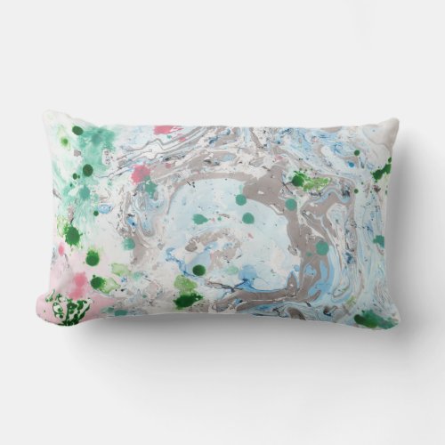 Modern Pink Blue Green White Colors Abstract Lumbar Pillow