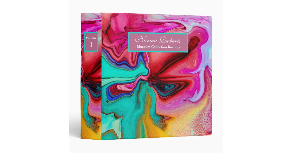 Modern Pink Blue Marble Watercolor Personalize 3 Ring Binder | Zazzle