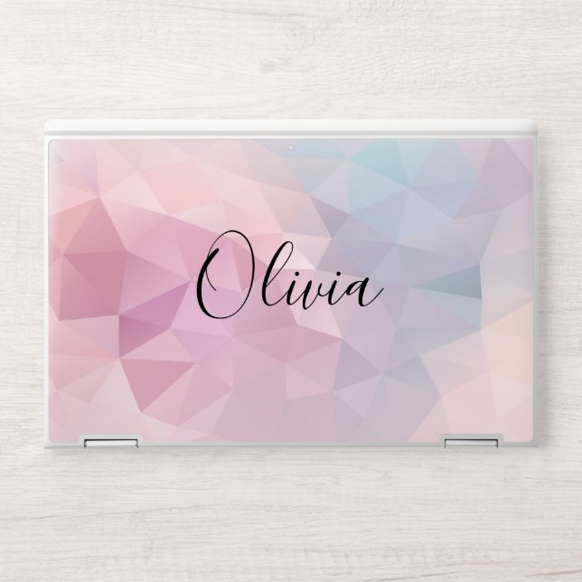 Modern Pink Blue Polygonal Pattern HP Laptop Skin (Front)
