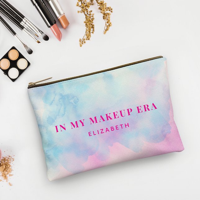 Modern Pink Blue Tie Dye Makeup Era Personalized  Accessory Pouch (Creator Uploaded)