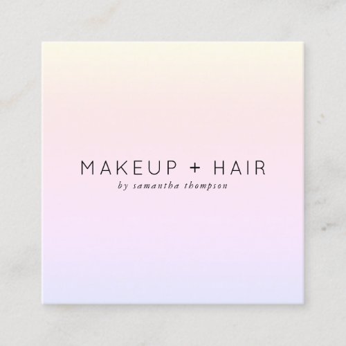 Modern pink blue yellow gradient minimalist beauty square business card
