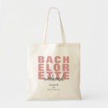 Modern Pink Blush Bachelorette Party Gift Tote Bag<br><div class="desc">Great gift for your weekend destination bachelorette. The modern gift design features bachelorette in bold blush pink typography, the word weekend (that can be customized to fit your needs), and 3 lines of text that can be used as space for bachelorette destination, name or monogram, bridesmaid, date, etc. If you...</div>