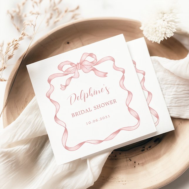 Modern Pink Blush Bow Ribbon Bridal Shower Napkins (Creator Uploaded)