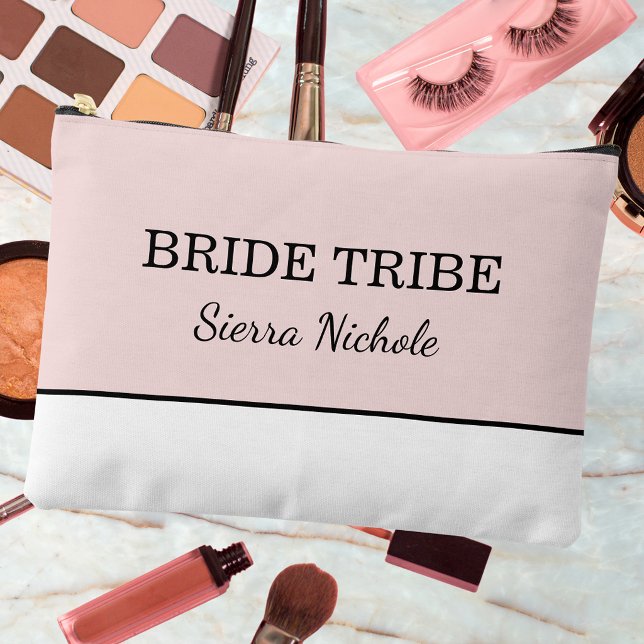 Modern Pink Blush Bride Tribe Accessory Pouch (Creator Uploaded)