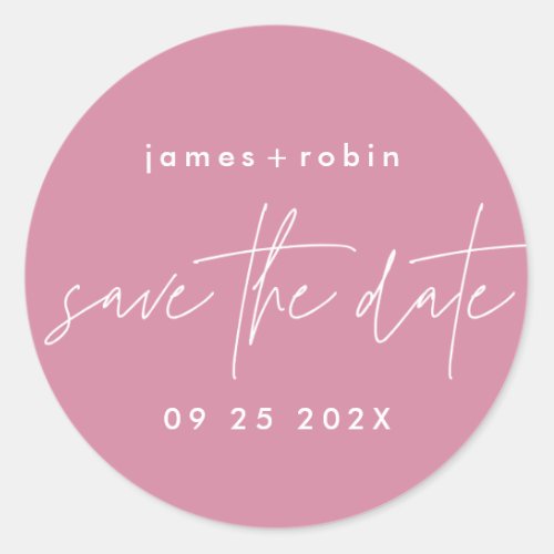 Modern Pink Blush Casual Fun Engaged Wedding Classic Round Sticker