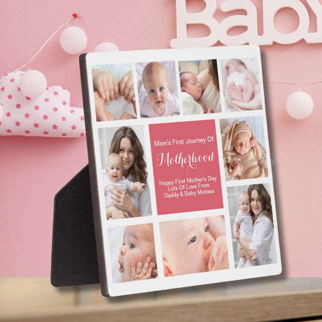 Modern Pink Blush First Mother's Day Photo Plaque (Creator Uploaded)