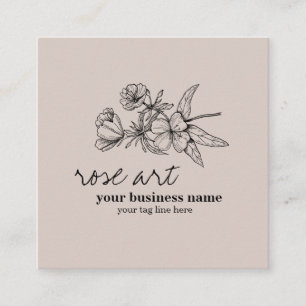 Modern Pink Blush Floral square Business Card