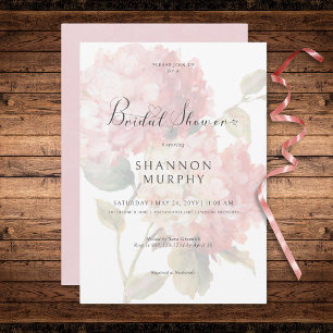 Modern Pink Blush Hydrangea Bridal Shower Invitation