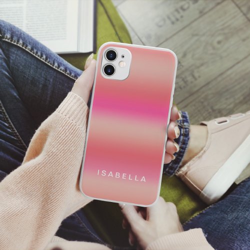 Modern Pink Blush Rose Ombre Gradient Personalized iPhone 15 Case