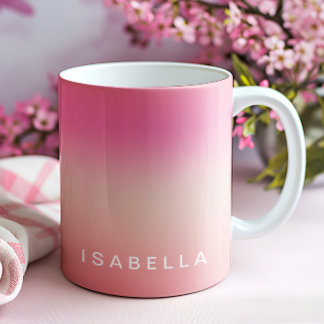 Modern Pink Blush Rose Ombre Gradient Personalized Coffee Mug