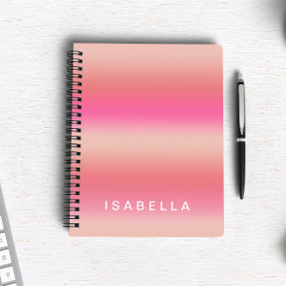 Modern Pink Blush Rose Ombre Gradient Personalized Notebook