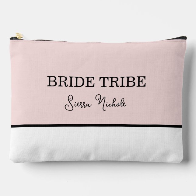Modern Pink Blush Team Bride Accessory Pouch (Front)