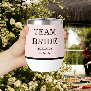 Modern Pink Blush Team Bride Thermal Wine Tumbler