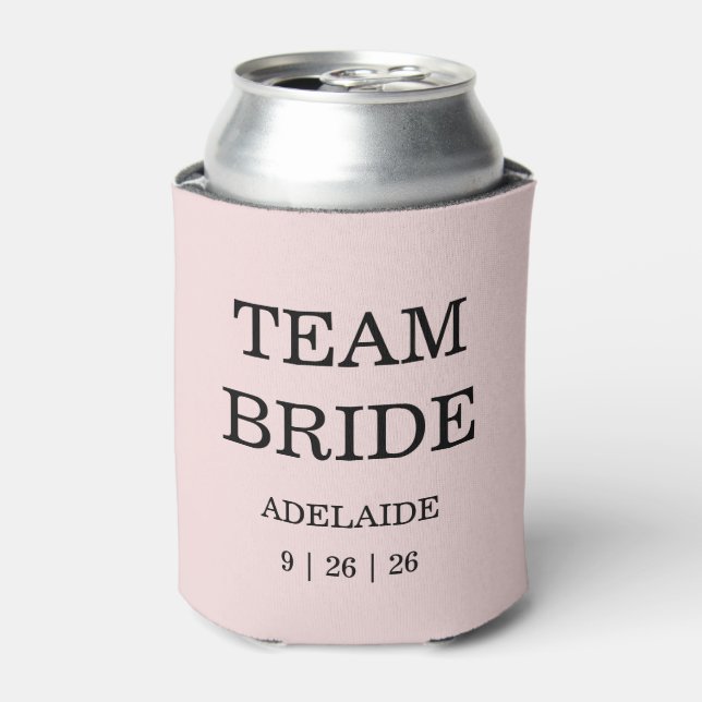 Modern Pink Blush Team Bride Wedding Can Cooler (Can Front)