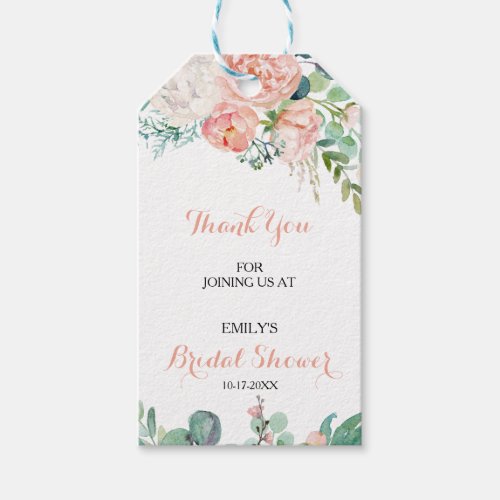 Modern Pink Blush Tropical Floral Bridal Shower Gift Tags
