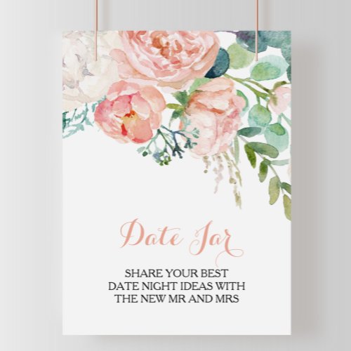 Modern Pink Blush Tropical Floral Date Jar Sign