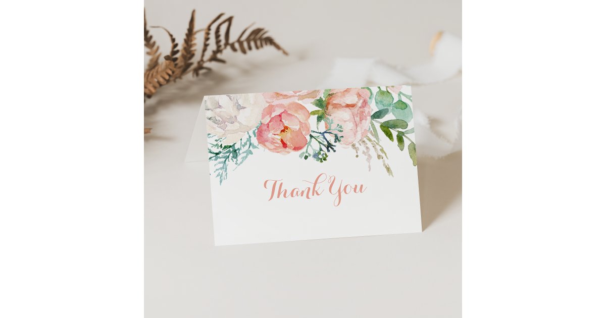 Modern Pink Blush Tropical Wedding Thank You card | Zazzle