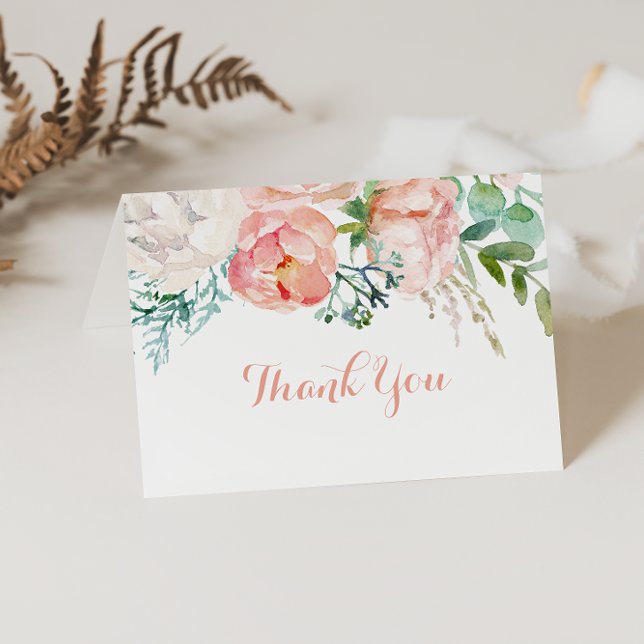 Modern Pink Blush Tropical Wedding Thank You card (Creator Uploaded)