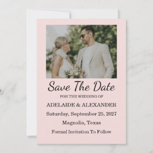 Modern Pink Blush Wedding Save The Date Invitation