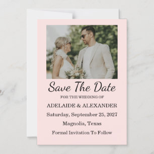 Modern Pink Blush Wedding Save The Date Magnetic Invitation