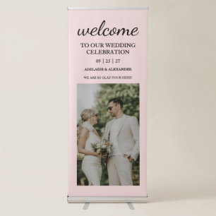 Modern Pink Blush Wedding Vertical  Retractable Banner