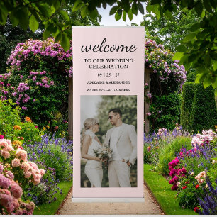 Modern Pink Blush Wedding Vertical Retractable Banner