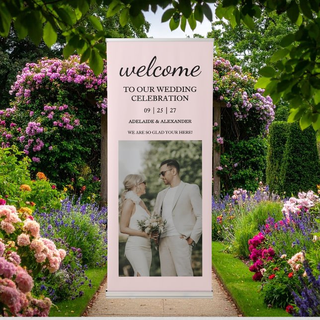 Modern Pink Blush Wedding Vertical  Retractable Banner (Creator Uploaded)