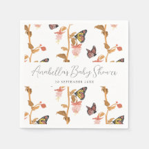 Modern Pink Boho Butterfly Girl Baby Shower