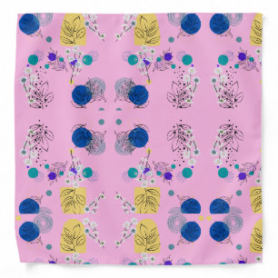 Modern Pink Boho Floral Abstract Botanical Shapes Bandana