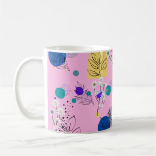 Modern Pink Boho Floral Abstract Botanical Shapes Coffee Mug