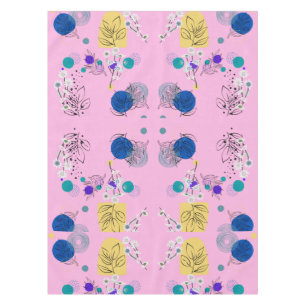 Modern Pink Boho Floral Abstract Botanical Shapes Tablecloth