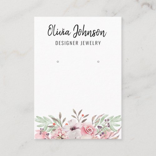 Modern Pink Boho Floral Jewelry Earring Display  Business Card