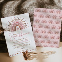 Modern Pink Boho Rainbow Sunshine Girl Baby Shower