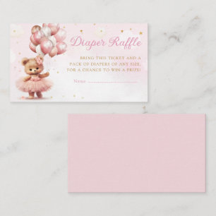 Modern Pink Boho Teddy Bear Diaper Raffle Ticket Enclosure Card
