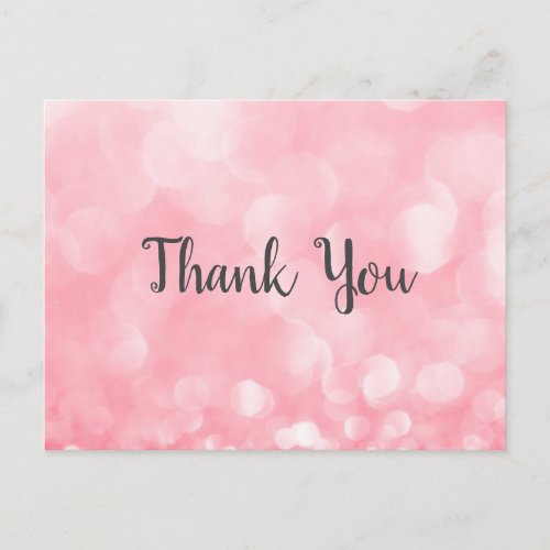 Modern Pink Bokeh Business Thank You Postcard