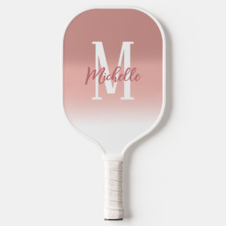 Modern Pink Bold Monogram Pickleball Paddle